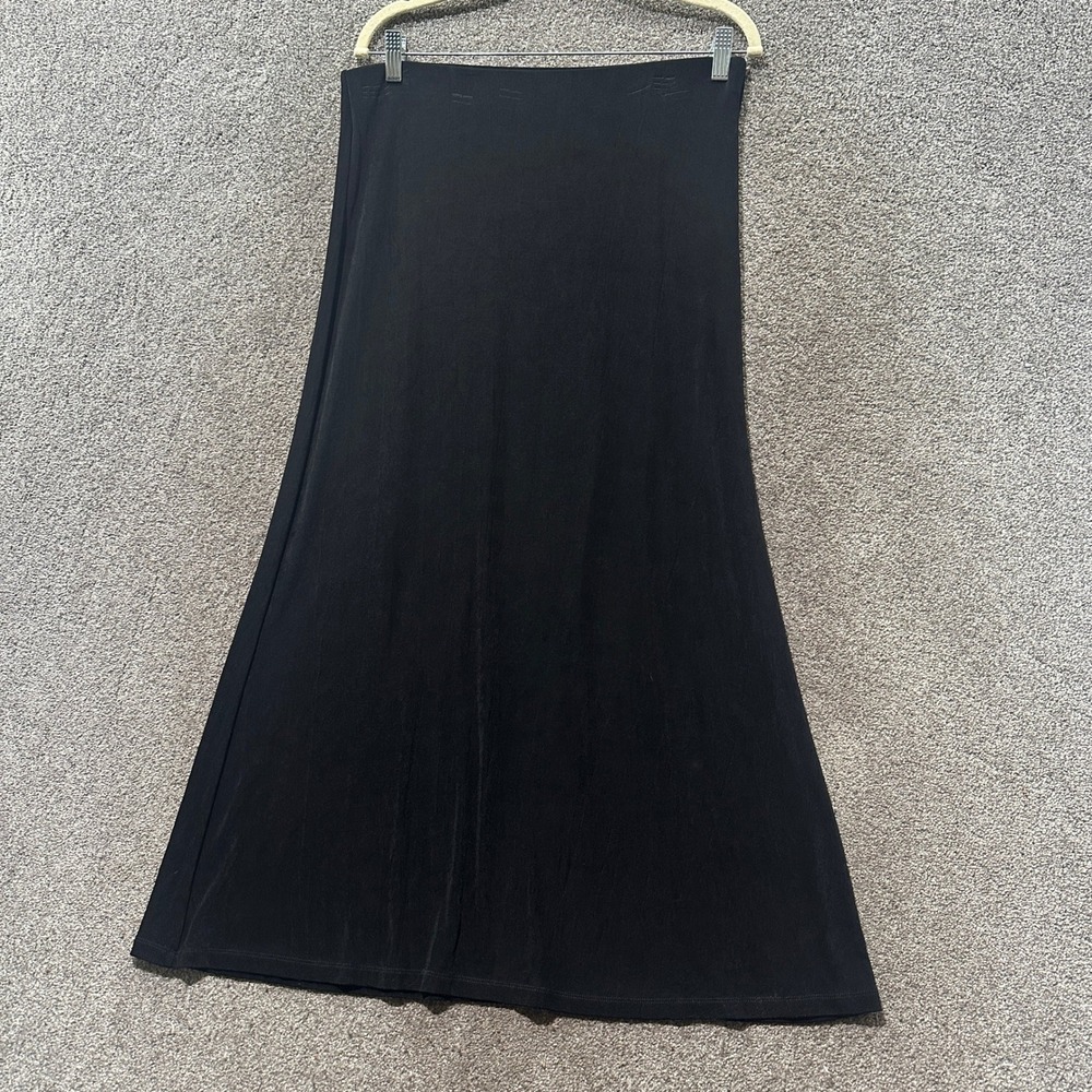 White Stag Black Stretch Maxi Skirt Womens Medium 8/10 Slinky Long Pull On